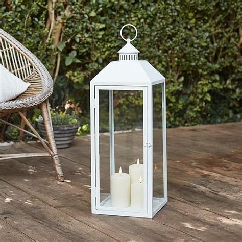 white metal house lantern|White Outdoor Metal Lantern .